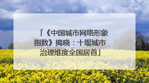 《中国城市网络形象指数》揭晓：十堰城市治理维度全国居首