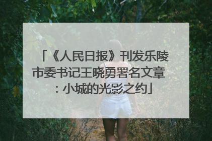 《人民日报》刊发乐陵市委书记王晓勇署名文章：小城的光影之约