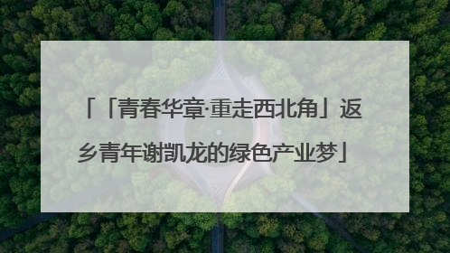 「青春华章·重走西北角」返乡青年谢凯龙的绿色产业梦