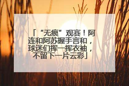 “无痕”观赛！阿连和阿苏握手言和，球迷们挥一挥衣袖，不留下一片云彩