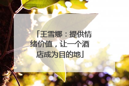 王雪娜：提供情绪价值，让一个酒店成为目的地