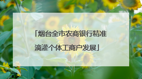 烟台全市农商银行精准滴灌个体工商户发展