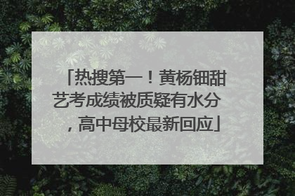热搜第一！黄杨钿甜艺考成绩被质疑有水分，高中母校最新回应