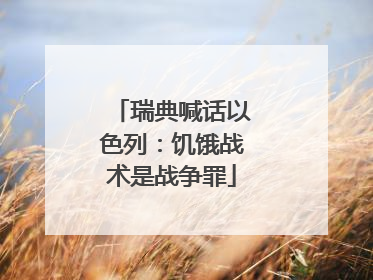 瑞典喊话以色列：饥饿战术是战争罪