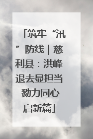 筑牢“汛”防线｜慈利县：洪峰退去显担当 勠力同心启新篇