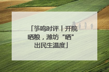 筝鸣时评丨开院晒粮，潍坊“晒”出民生温度