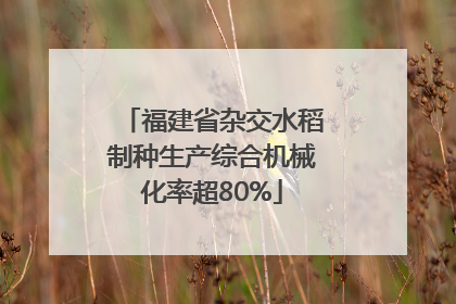 福建省杂交水稻制种生产综合机械化率超80%