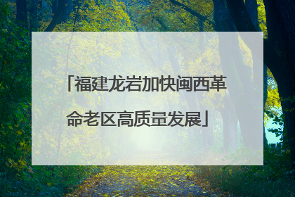 福建龙岩加快闽西革命老区高质量发展
