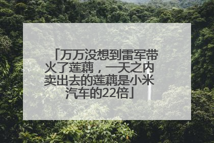万万没想到雷军带火了莲藕，一天之内卖出去的莲藕是小米汽车的22倍