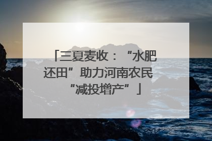 三夏麦收：“水肥还田”助力河南农民“减投增产”