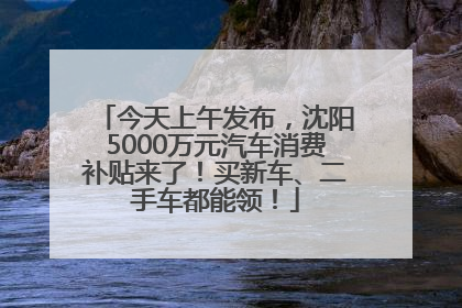 今天上午发布，沈阳5000万元汽车消费补贴来了！买新车、二手车都能领！