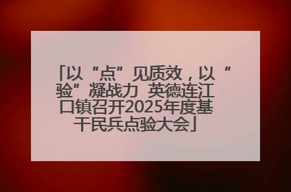 以“点”见质效，以“验”凝战力  英德连江口镇召开2025年度基干民兵点验大会