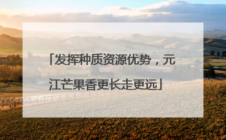 发挥种质资源优势，元江芒果香更长走更远