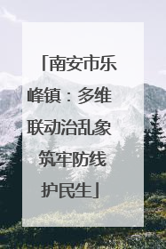 南安市乐峰镇：多维联动治乱象 筑牢防线护民生
