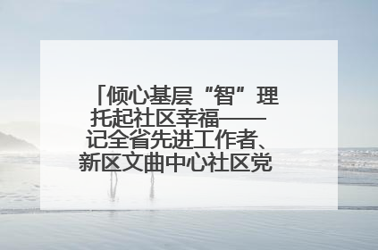 倾心基层“智”理 托起社区幸福——记全省先进工作者、新区文曲中心社区党委书记董世弘