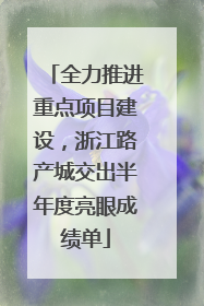 全力推进重点项目建设，浙江路产城交出半年度亮眼成绩单