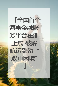 全国首个海事金融服务平台在浙上线 破解航运融资“双重困境”