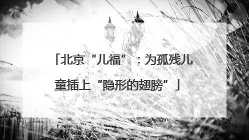 北京“儿福”：为孤残儿童插上“隐形的翅膀”