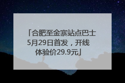 合肥至金寨站点巴士5月29日首发，开线体验价29.9元