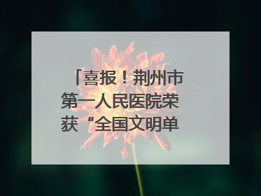 喜报！荆州市第一人民医院荣获“全国文明单位”称号