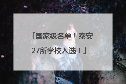 国家级名单！泰安27所学校入选！