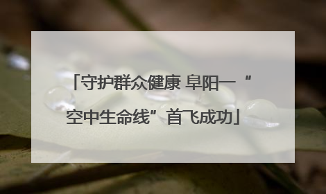 守护群众健康 阜阳一“空中生命线”首飞成功