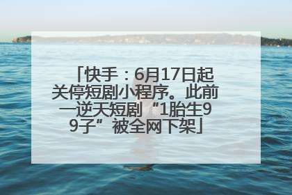 快手：6月17日起关停短剧小程序。此前一逆天短剧“1胎生99子”被全网下架