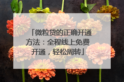 微粒贷的正确开通方法：全程线上免费开通，轻松周转