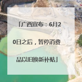 广西宣布：6月20日之后，暂停消费品以旧换新补贴