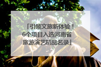 引领文旅新体验！6个项目入选河南省旅游演艺精品名录