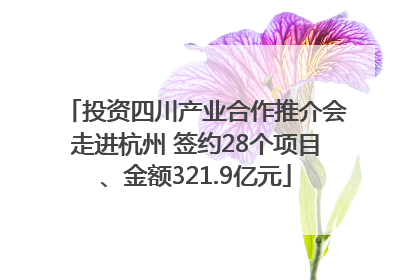 投资四川产业合作推介会走进杭州 签约28个项目、金额321.9亿元