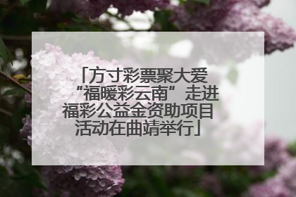 方寸彩票聚大爱 “福暖彩云南”走进福彩公益金资助项目活动在曲靖举行