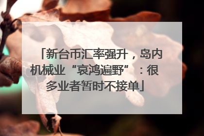 新台币汇率强升，岛内机械业“哀鸿遍野”：很多业者暂时不接单