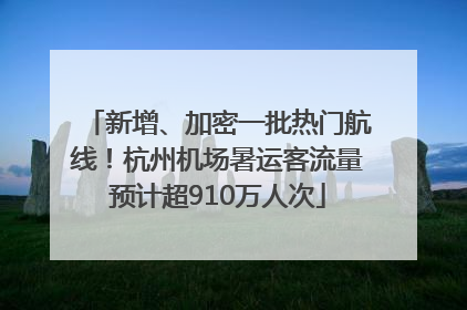 新增、加密一批热门航线！杭州机场暑运客流量预计超910万人次