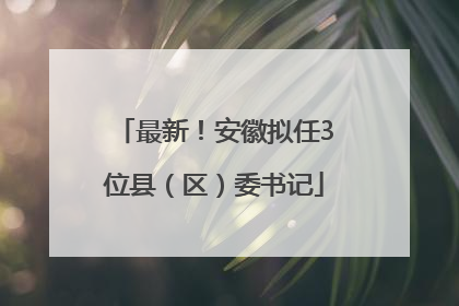 最新！安徽拟任3位县（区）委书记