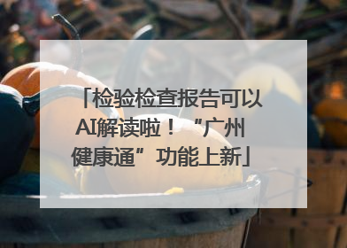 检验检查报告可以AI解读啦！“广州健康通”功能上新