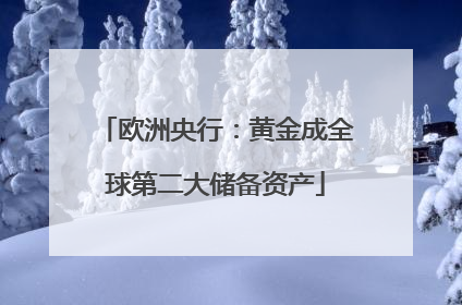 欧洲央行：黄金成全球第二大储备资产
