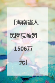 海南省人民医院被罚1506万元