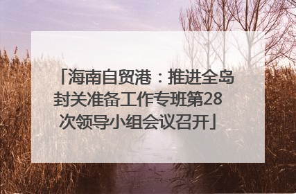 海南自贸港：推进全岛封关准备工作专班第28次领导小组会议召开