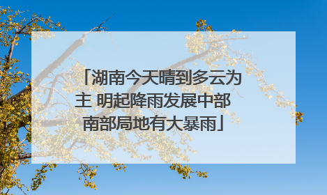 湖南今天晴到多云为主 明起降雨发展中部南部局地有大暴雨