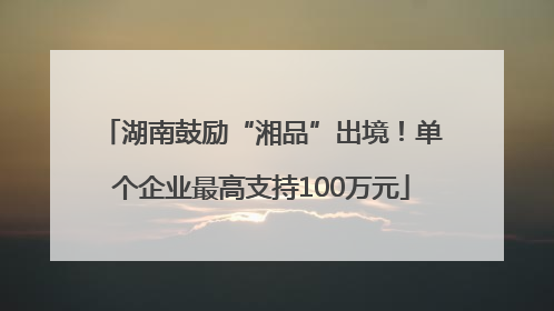 湖南鼓励“湘品”出境！单个企业最高支持100万元