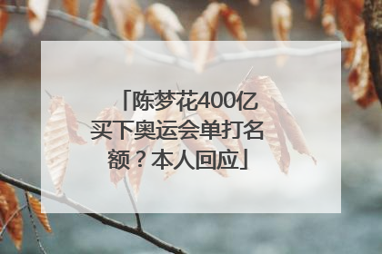 陈梦花400亿买下奥运会单打名额？本人回应