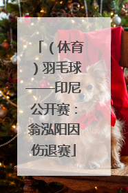 （体育）羽毛球——印尼公开赛：翁泓阳因伤退赛