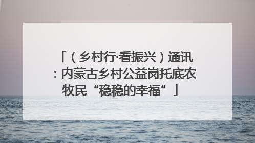 （乡村行·看振兴）通讯：内蒙古乡村公益岗托底农牧民“稳稳的幸福”