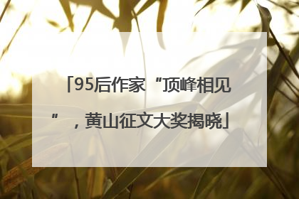 95后作家“顶峰相见”，黄山征文大奖揭晓